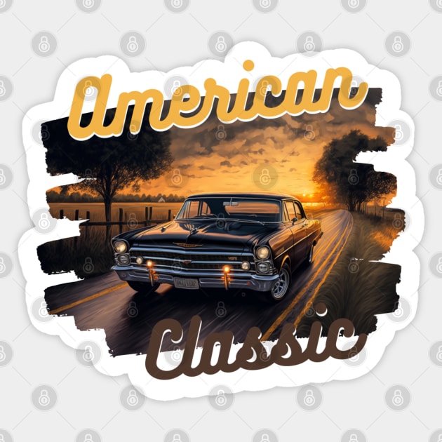 American Classic Car Inspired by the Chevy Nova Sticker by TheArtfulAllie